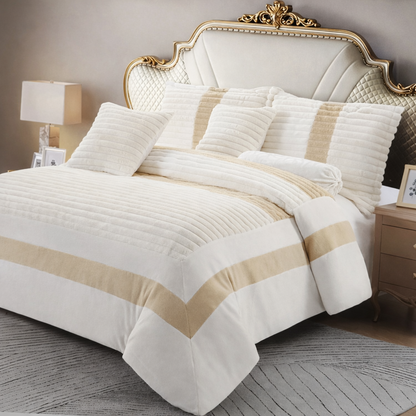 Edredón Aterciopelado con Borreguito MODELO TRAMA DE CANALÉ 2- COLOR BEIGE