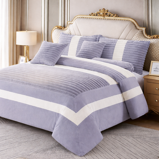 Edredón Aterciopelado con Borreguito MODELO TRAMA DE CANALÉ 2- COLOR GRIS