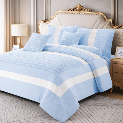 Edredón Aterciopelado con Borreguito MODELO TRAMA DE CANALÉ 2- COLOR AZUL