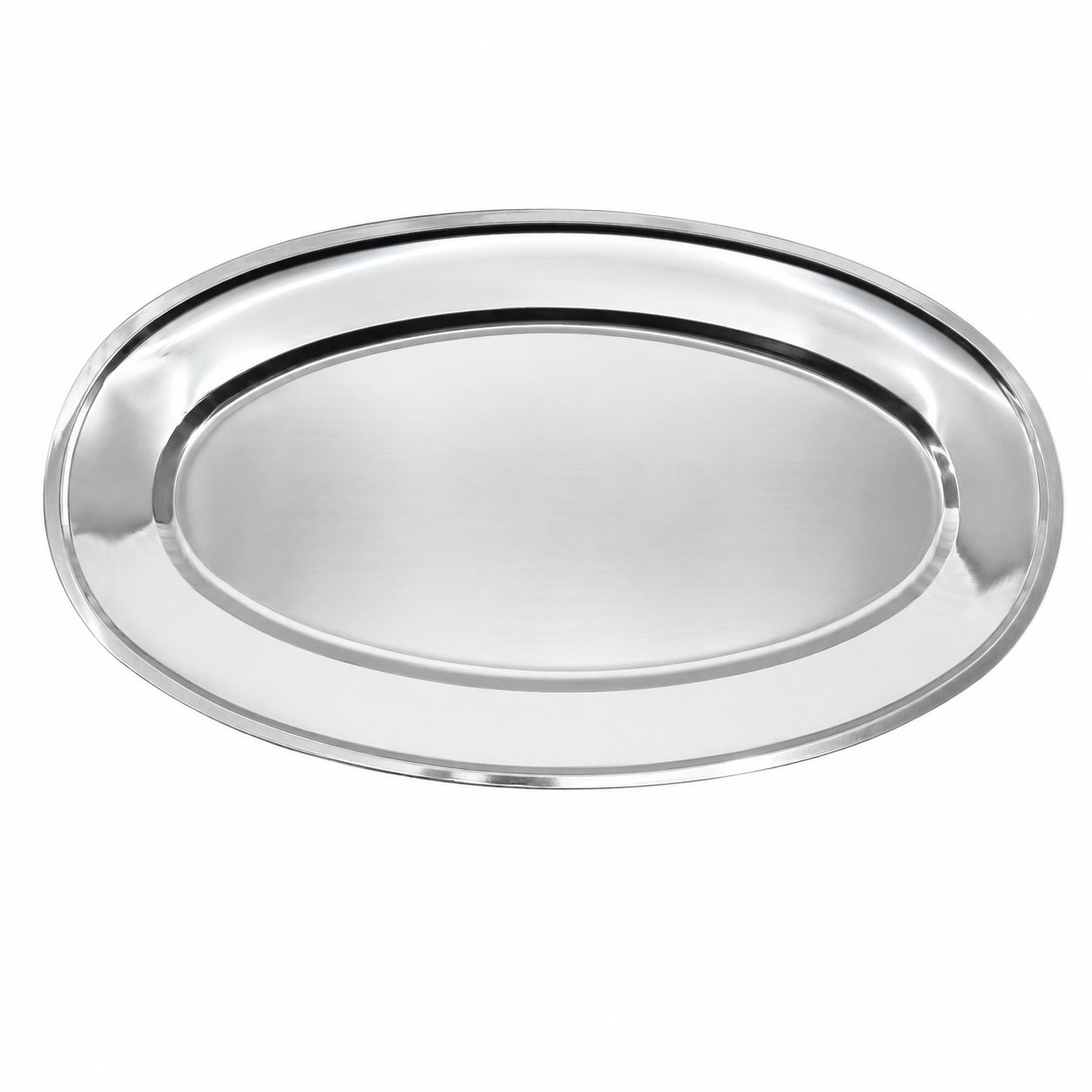 Bandeja Ovalada de Acero Inoxidable – Elegante, Resistente y Multiusos