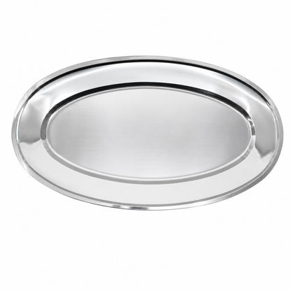 Bandeja Ovalada de Acero Inoxidable – Elegante, Resistente y Multiusos