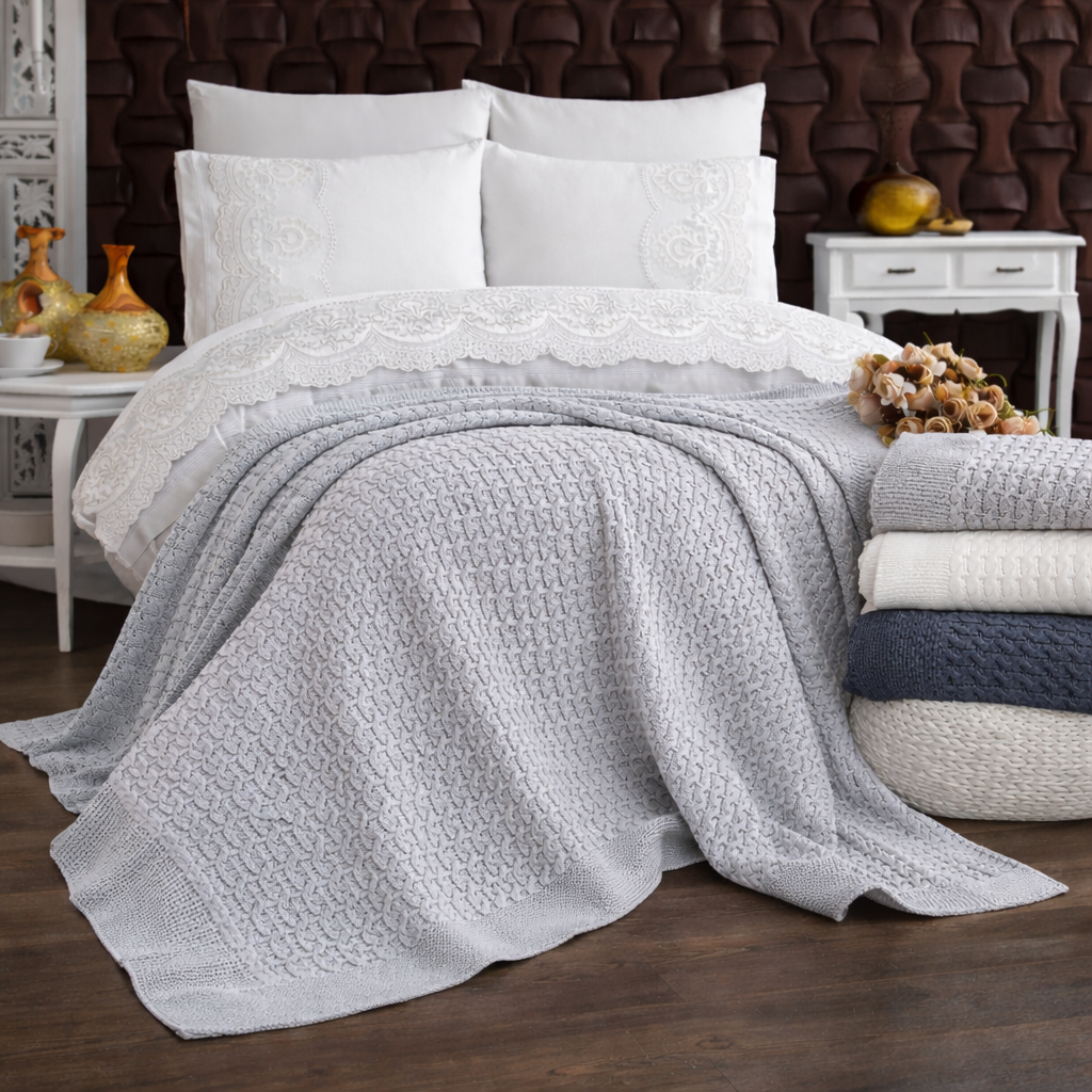 Juego de Cama "Isabella" – Sábanas con Manta de Punto para un Estilo Sofisticado