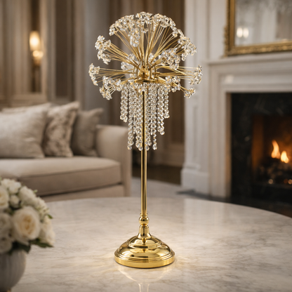 💎 Decorative Tabletop Figure with Hanging Crystals — Golden Elegance and Sophisticated Sparkle ✨