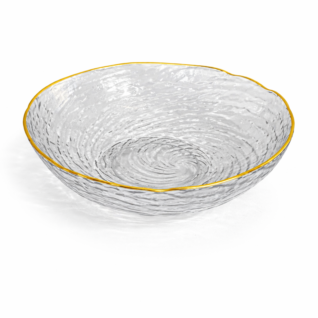 Taça de plástico com rebordo dourado – Elegância para a sua mesa