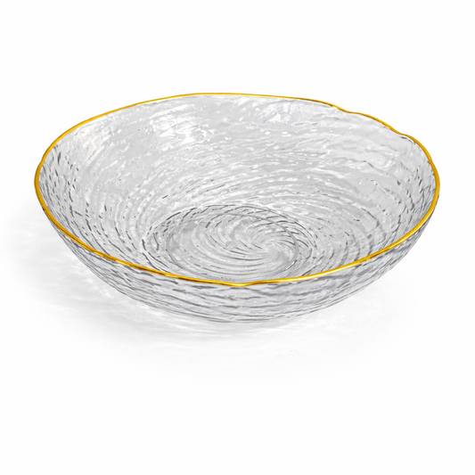 Taça de plástico com rebordo dourado – Elegância para a sua mesa