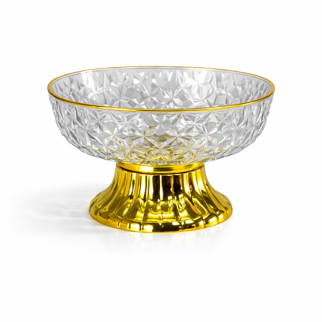 Carved Plastic Fruit Bowl with Gold Base – Elegant Centerpiece
