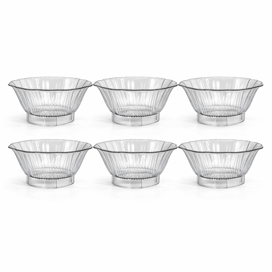 Conjunto de 6 taças de plástico – ideais para sobremesas, snacks e saladas.