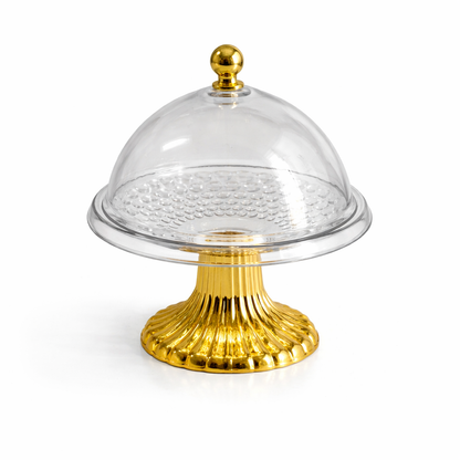 Sino decorativo em plástico transparente com base dourada – Estilo elegante