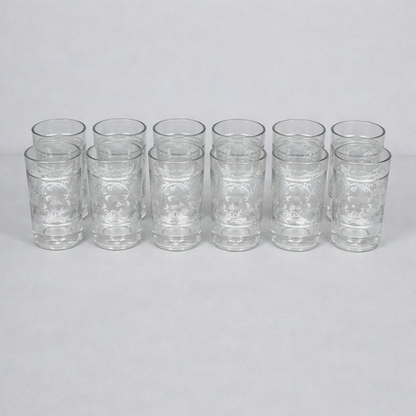 Set de 12 Vasos de Vidrio con Diseño Decorativo – 180 ml