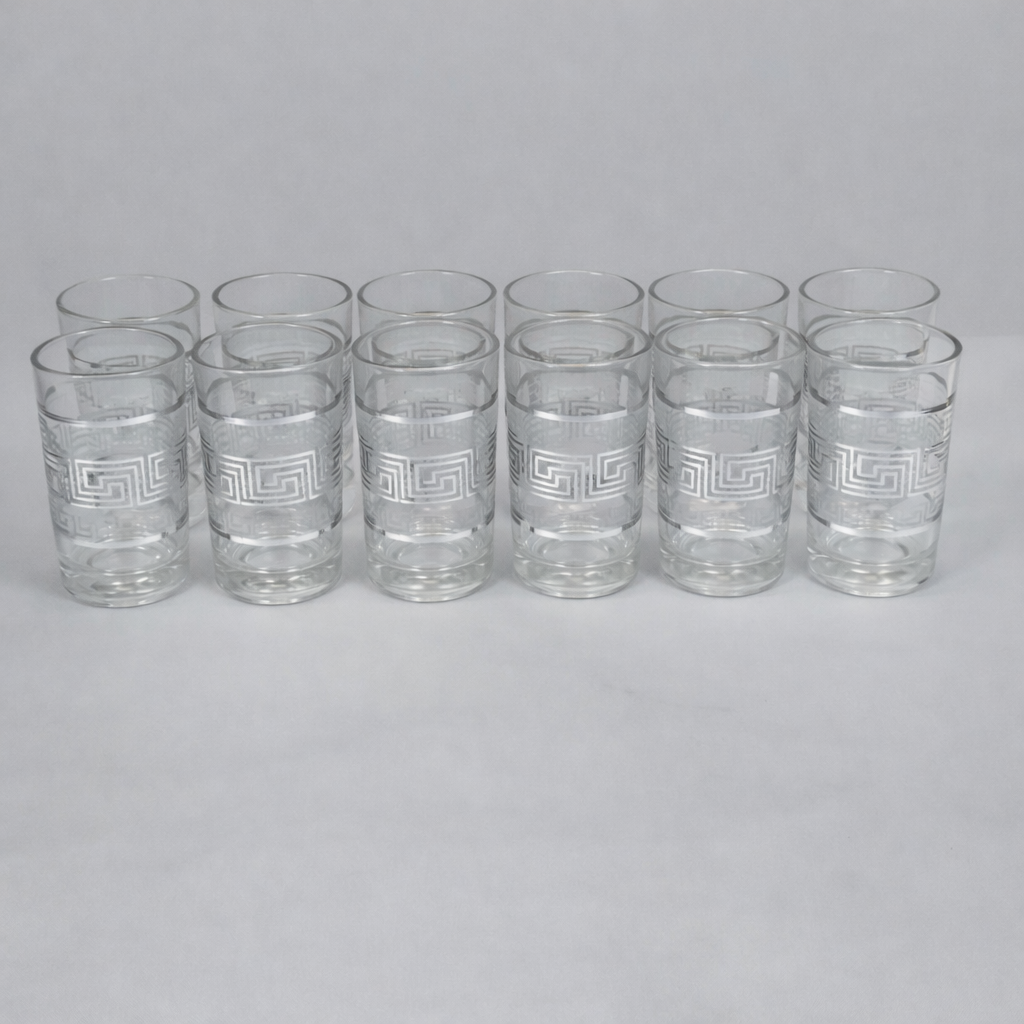 Set de 12 Vasos de Vidrio con Diseño Decorativo – 180 ml