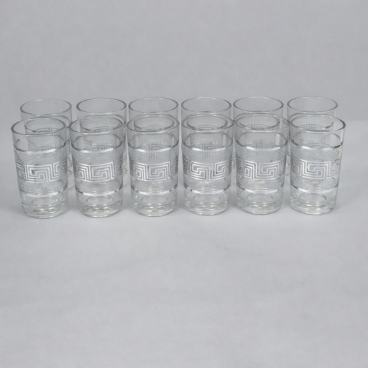 Set de 12 Vasos de Vidrio con Diseño Decorativo – 180 ml