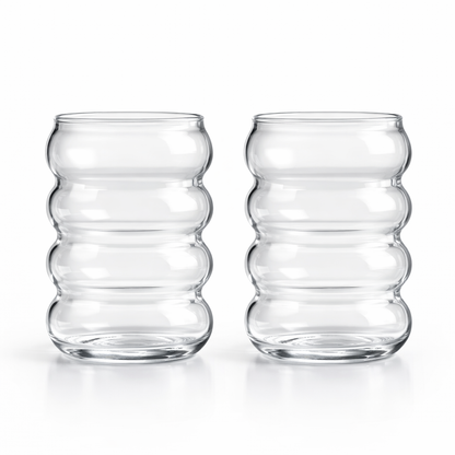 Set de Vasos de Vidrio Ondulado Moderno – Diseño Elegante y Minimalista para Bebidas