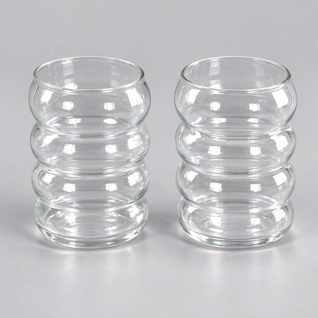 Set de Vasos de Vidrio Ondulado Moderno – Diseño Elegante y Minimalista para Bebidas