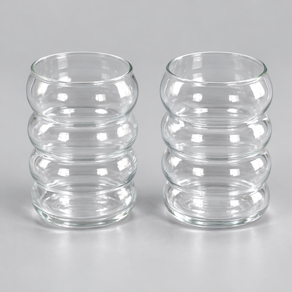 Set de Vasos de Vidrio Ondulado Moderno – Diseño Elegante y Minimalista para Bebidas