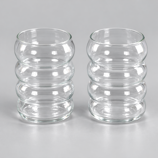 Set de Vasos de Vidrio Ondulado Moderno – Diseño Elegante y Minimalista para Bebidas