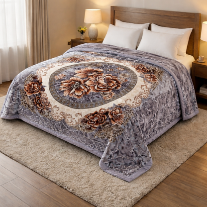 Manta de Pelúcia Vermelha com Flores - Extra Macia e Quente para Inverno (200x230 cm, 4,5 kg)