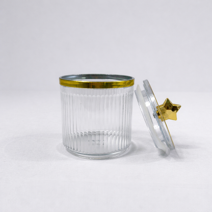 Set de 6 Frascos de Plástico Ámbar con Tapa Dorada y Base Metálica – Organizador Elegante para Cocina