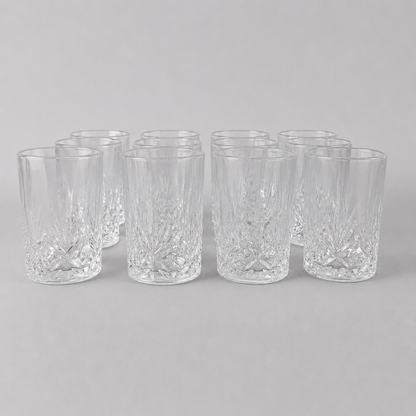 Set de 12 Vasos de Té de Cristal con Relieve Elegante