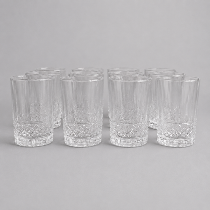 Set de 12 Vasos de Té de Cristal con Relieve Elegante