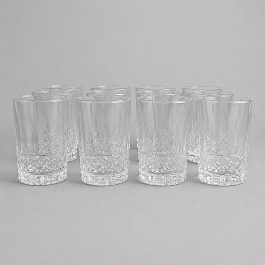 Set de 12 Vasos de Té de Cristal con Relieve Elegante