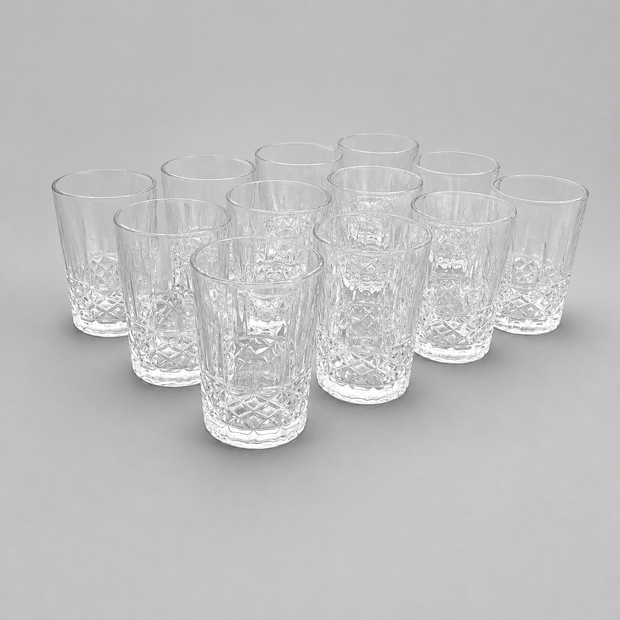Set de 12 Vasos de Té de Cristal con Relieve Elegante