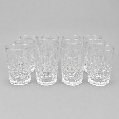 Set de 12 Vasos de Té de Cristal con Relieve Elegante