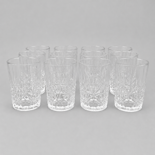 Set de 12 Vasos de Té de Cristal con Relieve Elegante