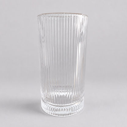 Set de 6 Vasos Altos Transparentes con Diseño Estriado