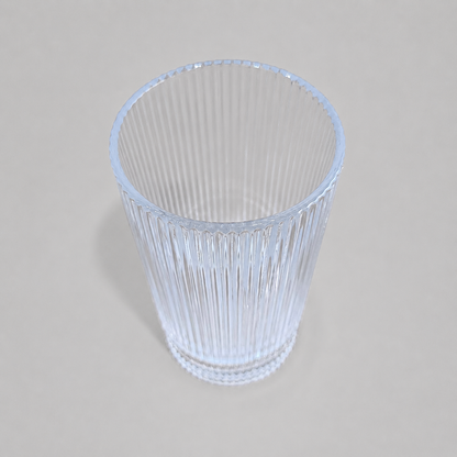 Set de 6 Vasos Altos Transparentes con Diseño Estriado
