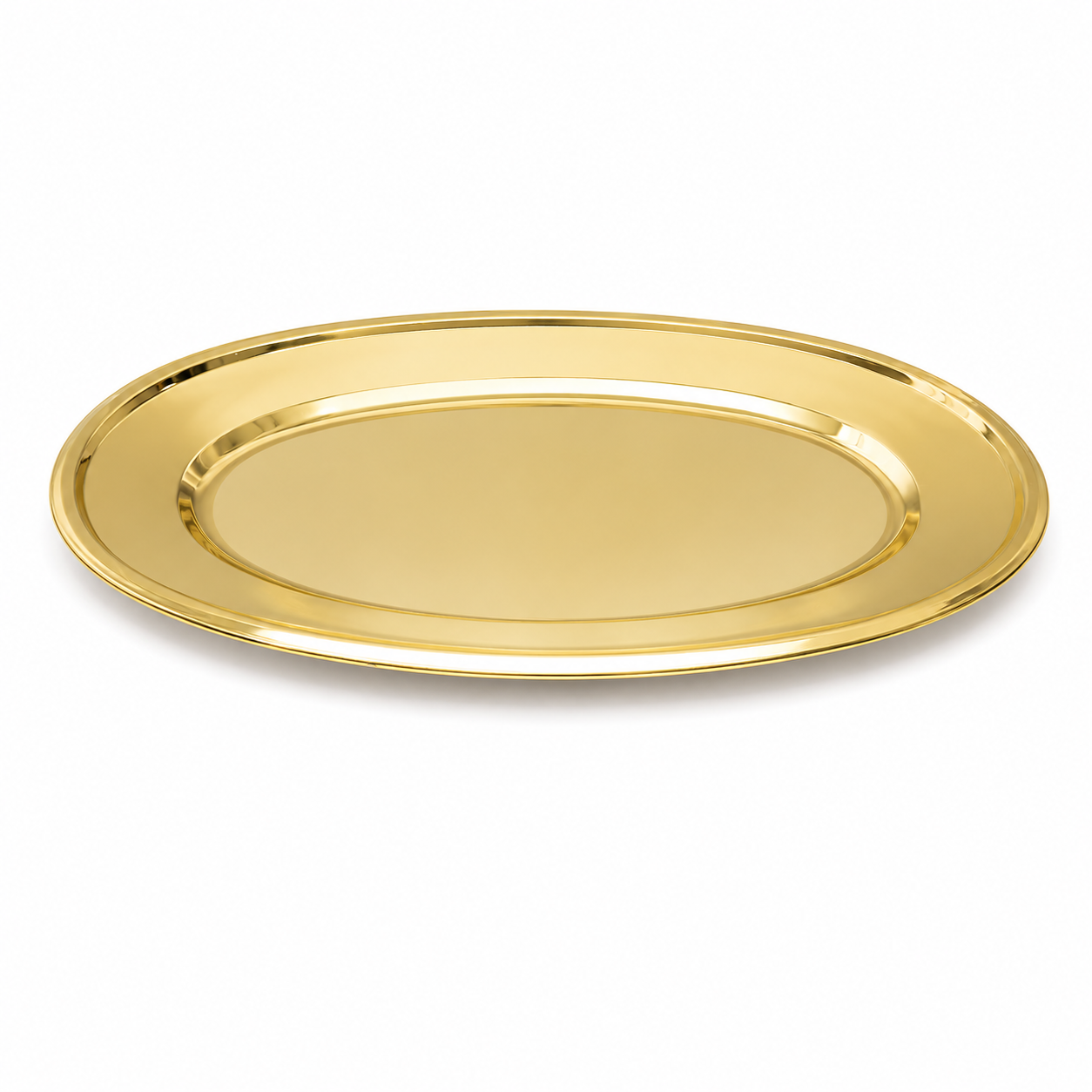 Bandeja Ovalada de Acero Inoxidable – Elegante, Resistente y Multiusos Dorada