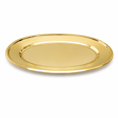 Bandeja Ovalada de Acero Inoxidable – Elegante, Resistente y Multiusos Dorada