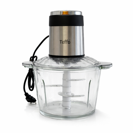 Teffo Electric Food Chopper – Glass Bowl, Double Blade and High Power Motor