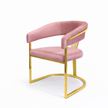 💗✨ Cadeira SERGIO 12 em ROSA CLARO / BLUSH com Base Dourada — Glam Premium ✨💛