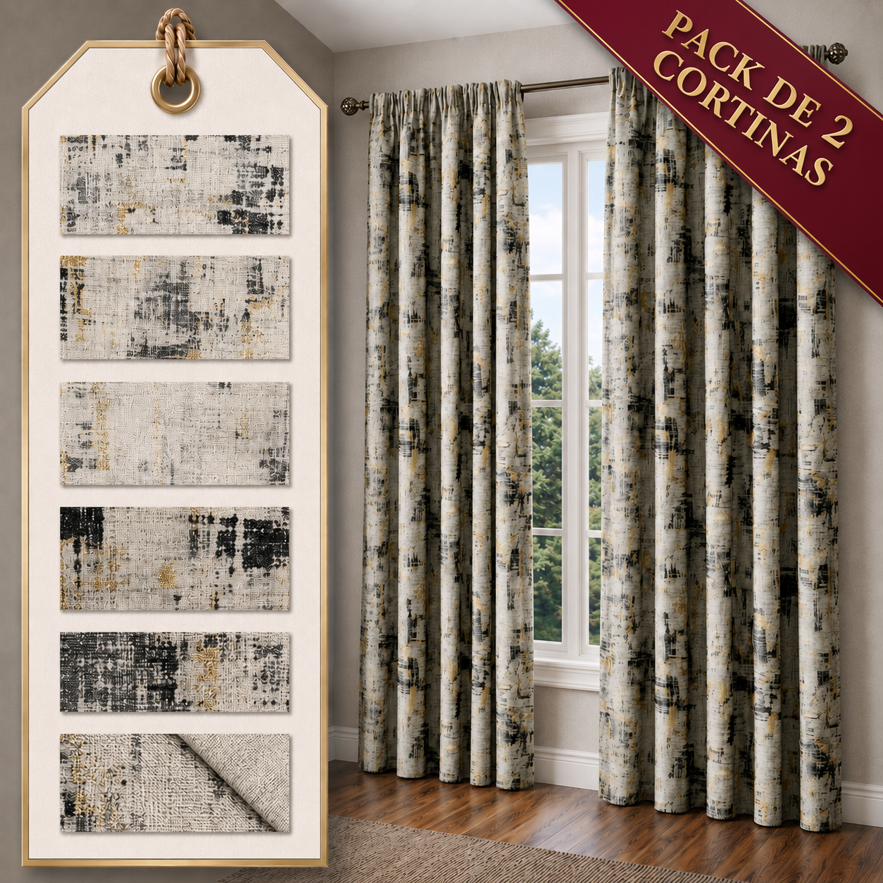 PACK X2 CORTINA JACQUARD MODELO TOFINO 140 X 240 CM