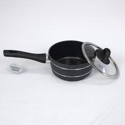 🖤 Batería de Cocina Antiadherente Premium 9 Piezas – Acabado Granito Negro con Tapas de Vidrio
