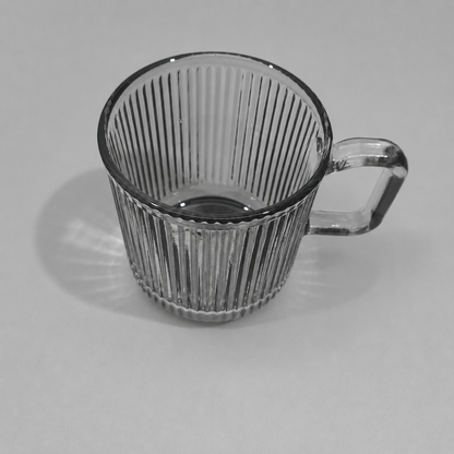 Set de 6 Tazas de Cristal Acanalado Gris Humo con Asa