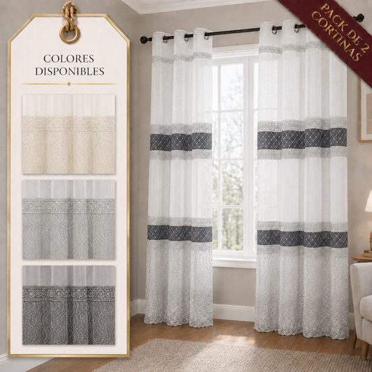 PACK X2 Cortina con Ojales 140 × 240 cm - Cortina Kubu
