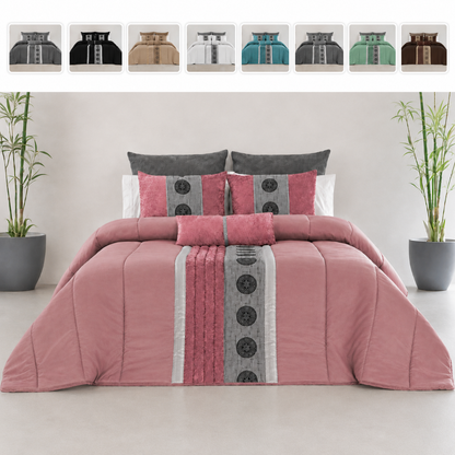 🏯 Colcha TOQUIO Elegante – Conjunto Decorativo con Tres Almohadas, 250 x 260 cm