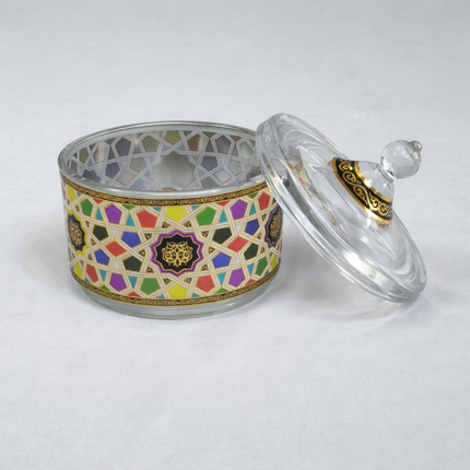 Conjunto de 3 Frascos Decorativos de Vidro com Design Geométrico e Detalhes Dourados