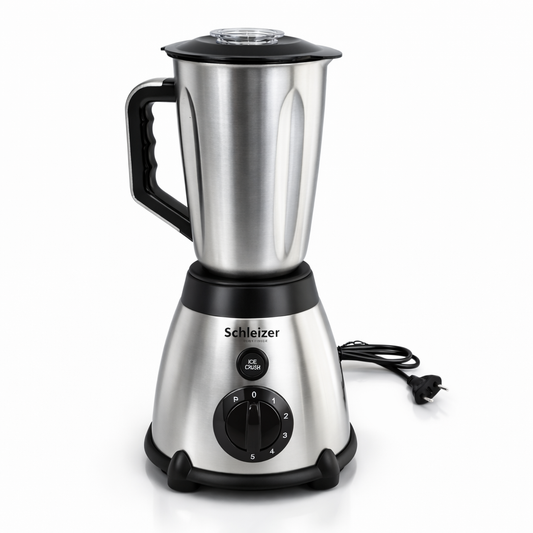 🥤 Batidora de Vaso Profesional 1200W Schleizer 1,5L Acero Inoxidable – 5 Velocidades + Función Pulse