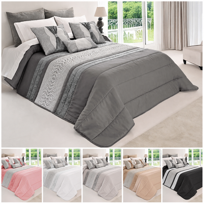 Colcha SUZY Elegante – Conjunto Decorativo con Tres Almohadas, 250 x 260 cm
