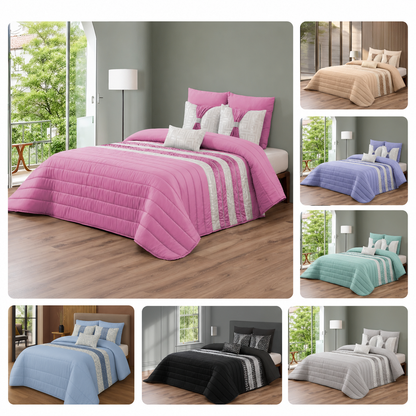Colcha Decorativa JESSICA con Relleno Elegante y 2 Almohadas, Ideal para Todas las Estaciones, medida 250 x 260