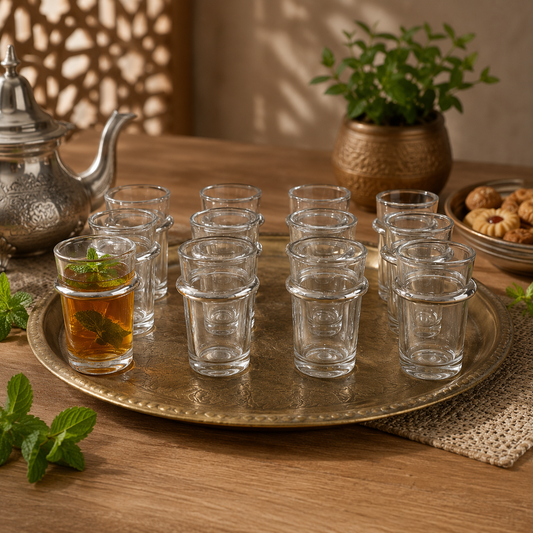 Set de 12 Vasos de Té de Cristal Transparente – Elegantes y Prácticos