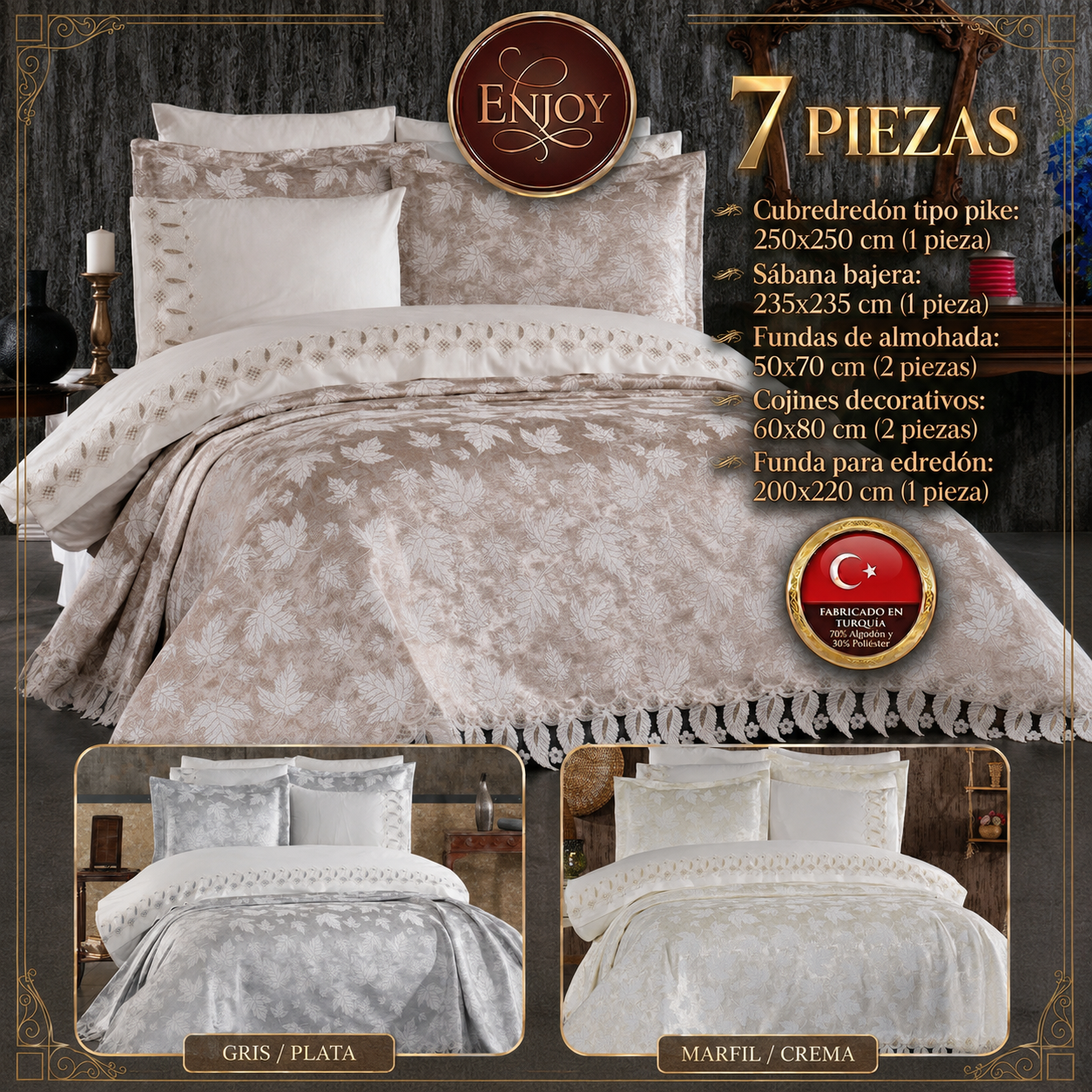Conjunto de Cama para Noivas "Enjoy" – Elegância e Conforto para um Quarto Sofisticado - Cappuccino