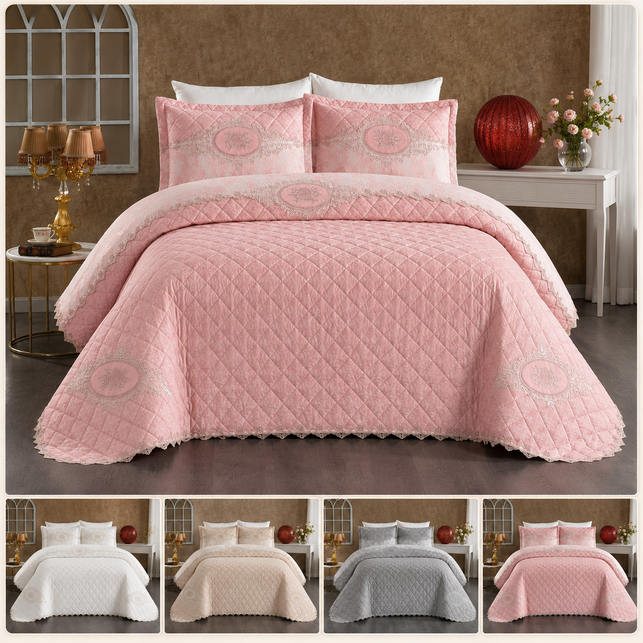 Colcha Acolchada Premium Marianna 3 Piezas – 260 × 260 cm