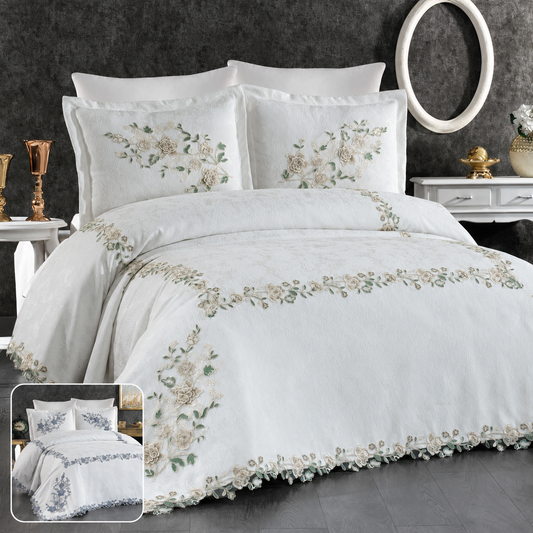 Juego de Cama de Lujo "Messina" – Elegancia Floral para tu Dormitorio