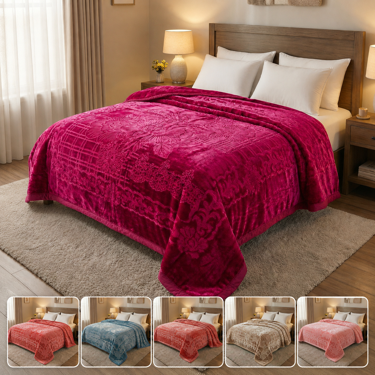 Manta de pelúcia bordeaux - Extra macia e quente para o inverno (200x230 cm, 4,5 kg)