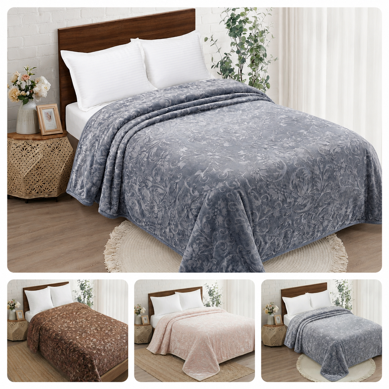 🛏️✨ HOME Deluxe Super Soft Luxury Blanket 222x240 cm – 5kg – 100% Polyester – Weight g/m² – GREY COLOR