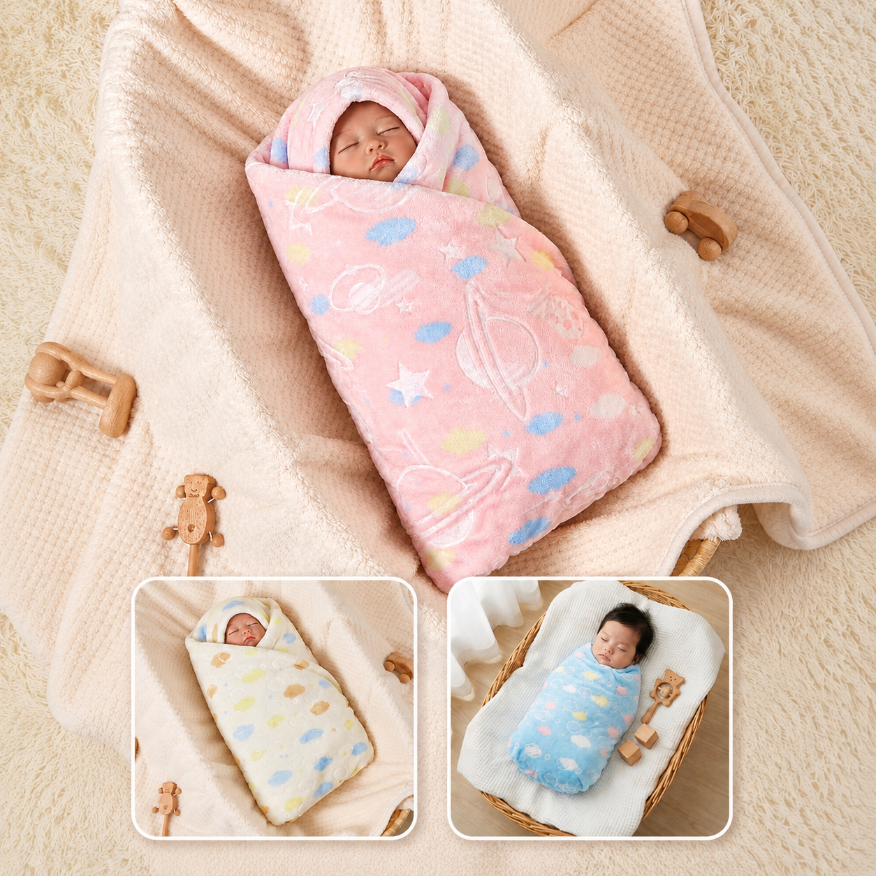 🍼🌸 Soft Baby Blanket – Sweet Pink Universe