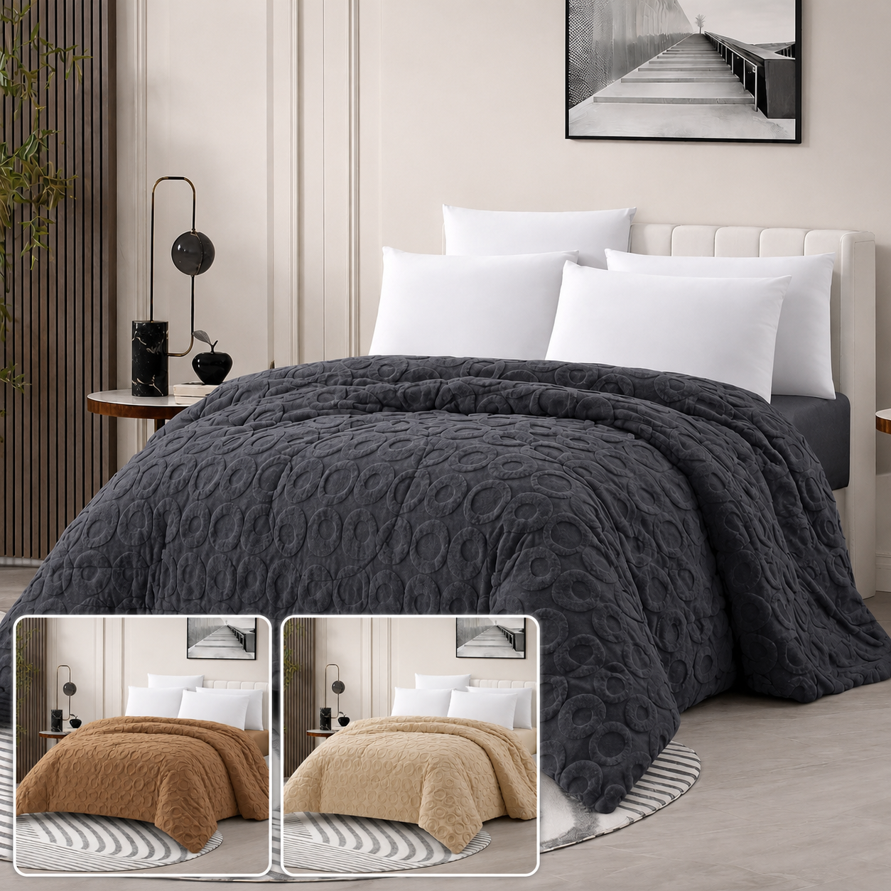 Edredão Modelo AROS – 230 x 250 cm - COR CINZENTO